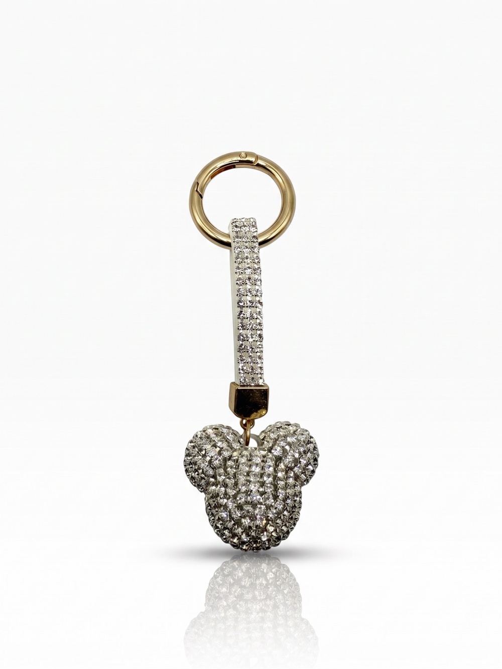 Rhinestone Mickey Mouse Keychain – Gold Resin Charm with Lobster Clasp